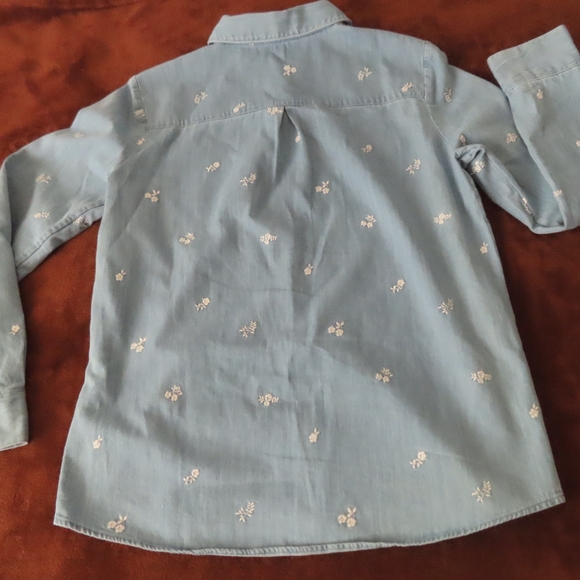 sezane rue saint fiacre denim button up floral embroidered sz 36 us 4 - Picture 3 of 6